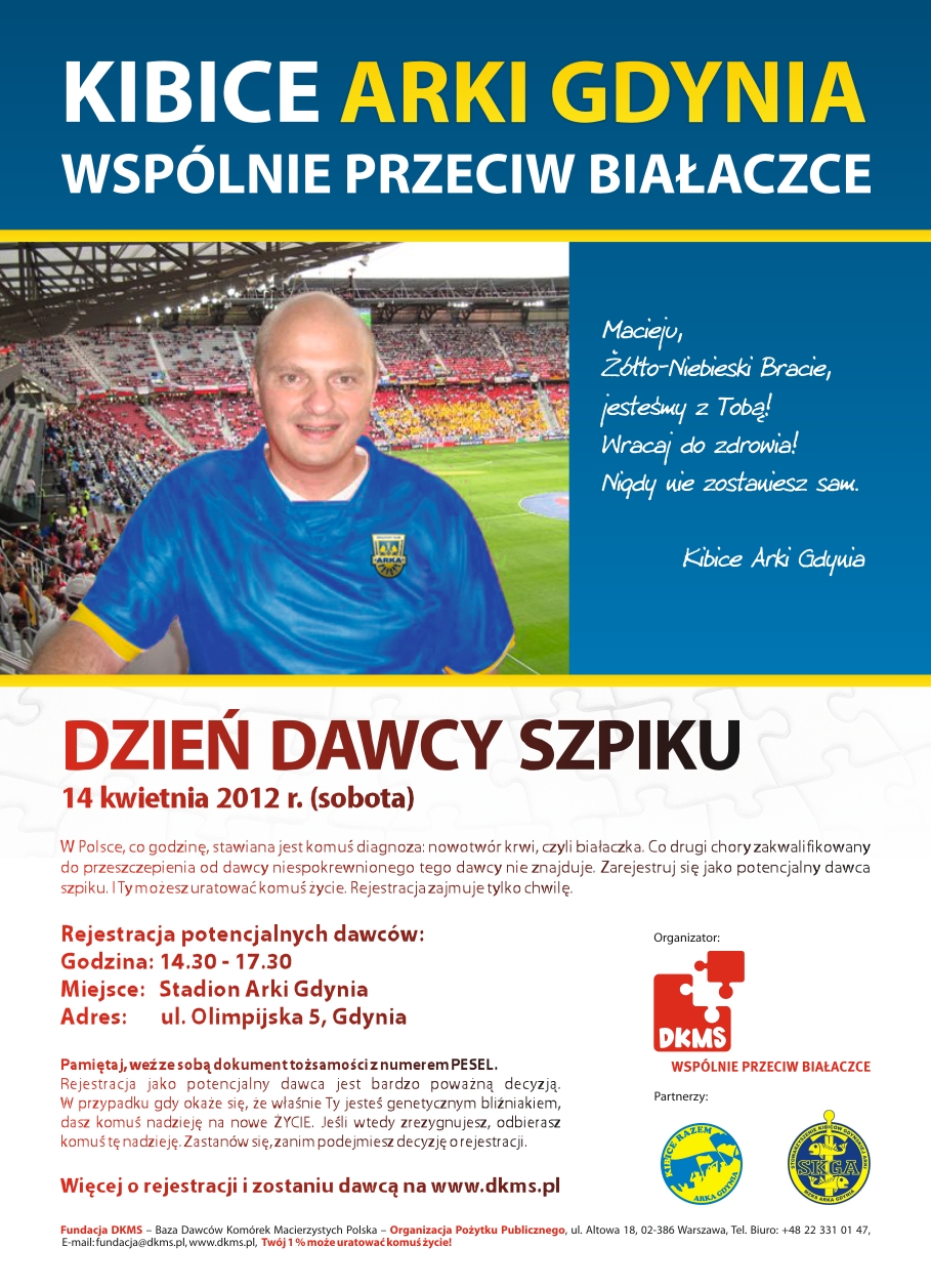 Dzień Dawcy Szpiku na Stadionie Arki Gdynia