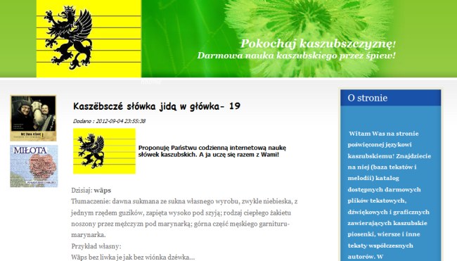 Kaszubskie słówka codziennie przez Internet
