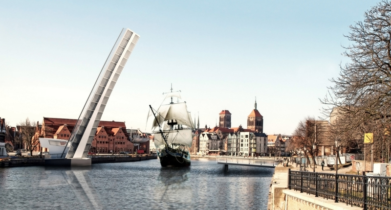 Zwodzona kładka przez Motławę. Projekt Słoweńców