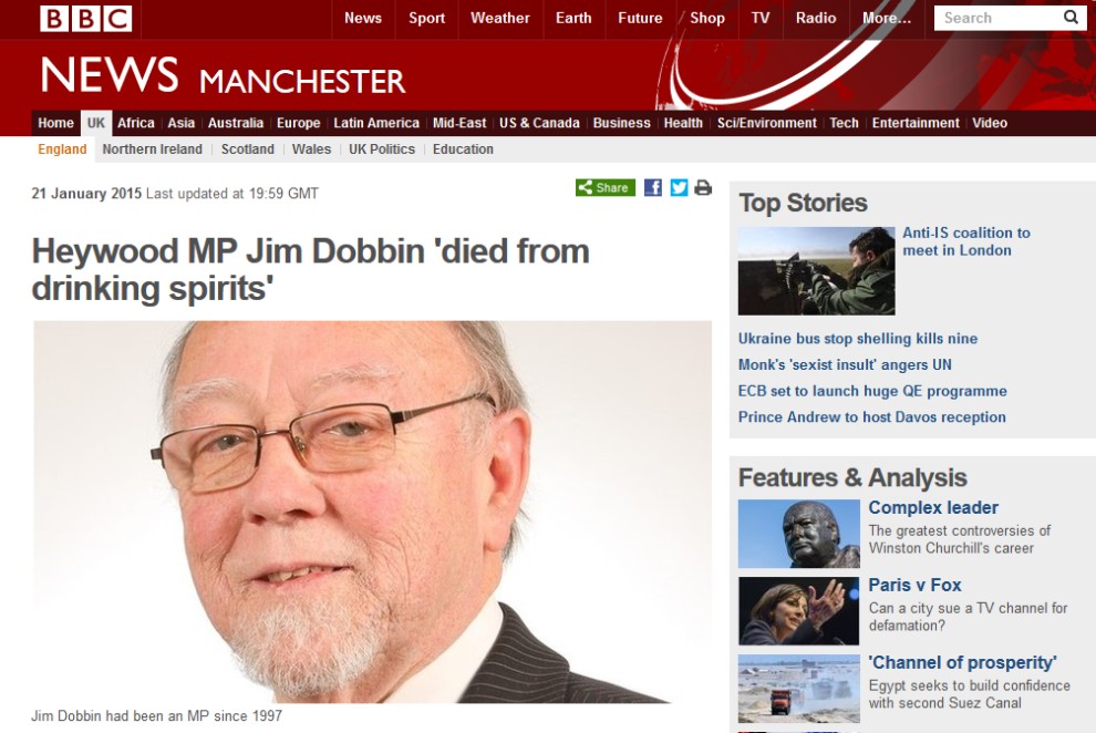 Media na Wyspach: brytyjski polityk zmarł w Słupsku przez wódkę